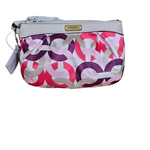 NWT Authentic Coach Wristlet Clutch Wallet Chainlink C Monogram Colorful Purse